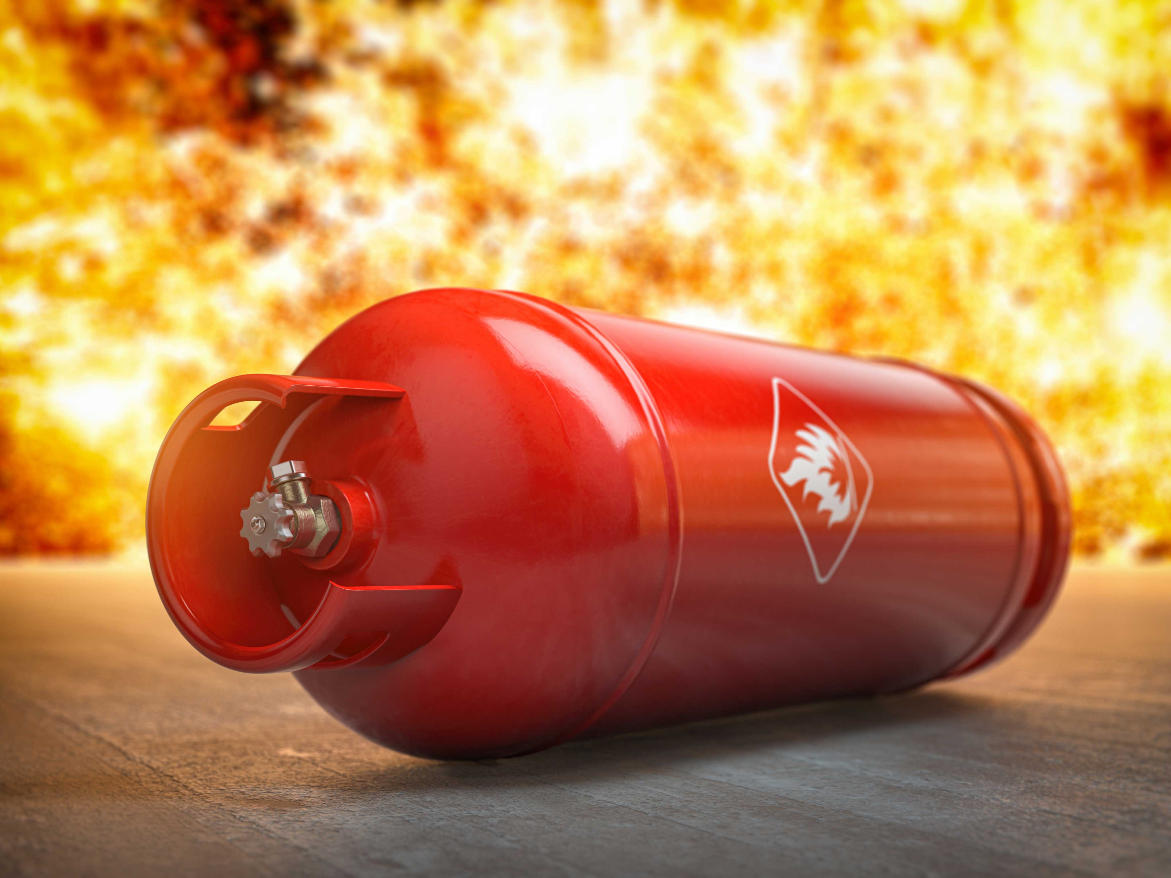 Gas,Tank,Or,Bottle,On,Explosive,Flame,And,Fire,Background. Gas,Tank,Or,Bottle,On,Explosive,Flame,And,Fire,Background.