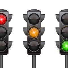 Traffic,Lights,With,All,Three,Colors,On.,Photo-realistic,Vector,Illustration